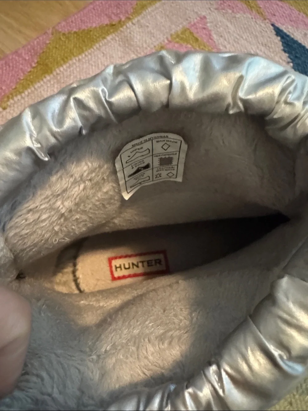 Hunter Kids Cuddles Metallic Silver Puffer Snow Boots